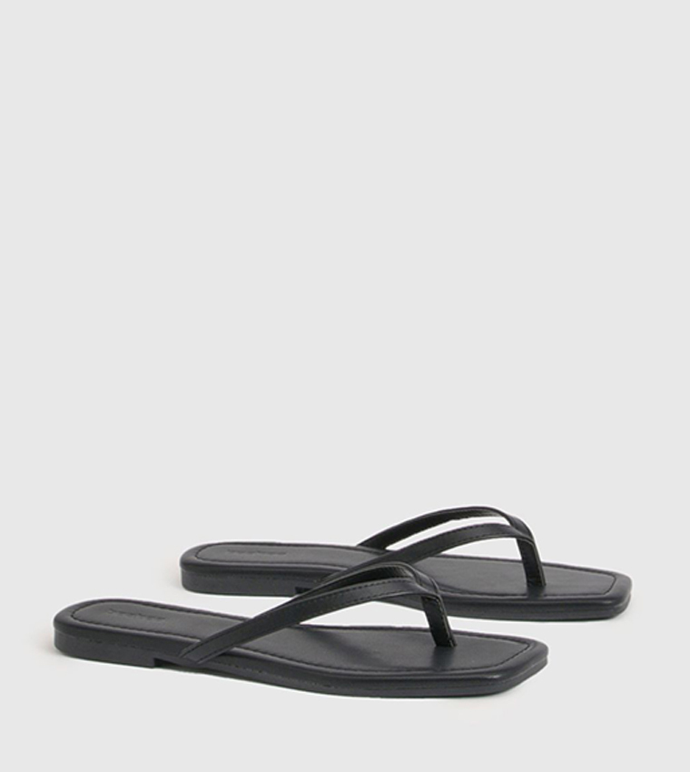 Wide Fit Square Toe Flat Sandals