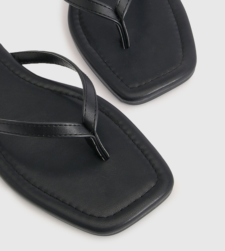 Wide Fit Square Toe Flat Sandals