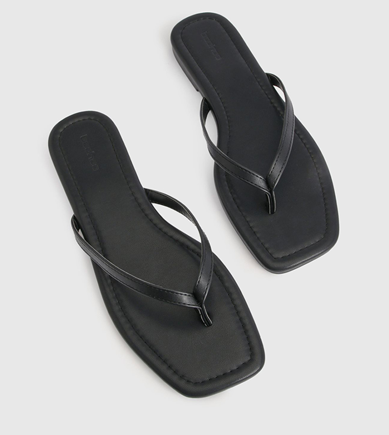 Wide Fit Square Toe Flat Sandals