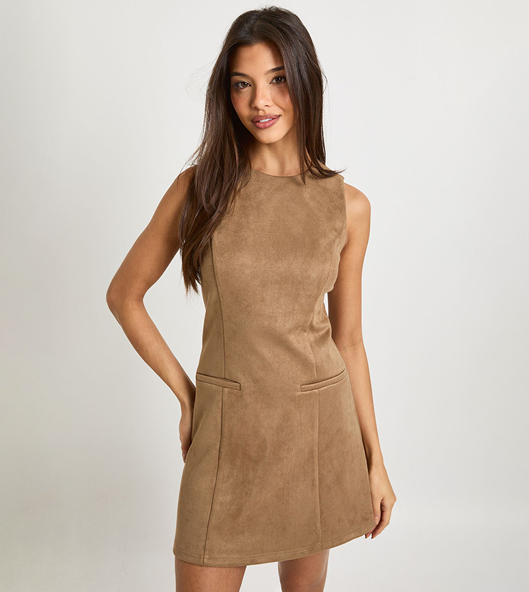 Faux Suede Shift Mini Dress