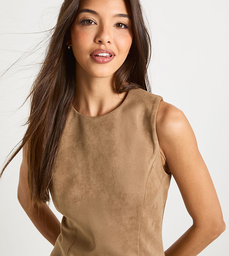Faux Suede Shift Mini Dress