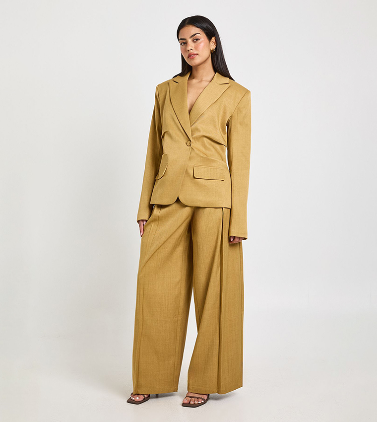 Cinched Ruched Waist Blazer