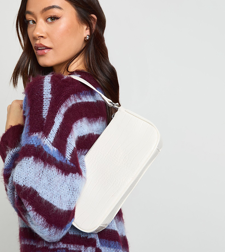 Croc Detail Shoulder Bag