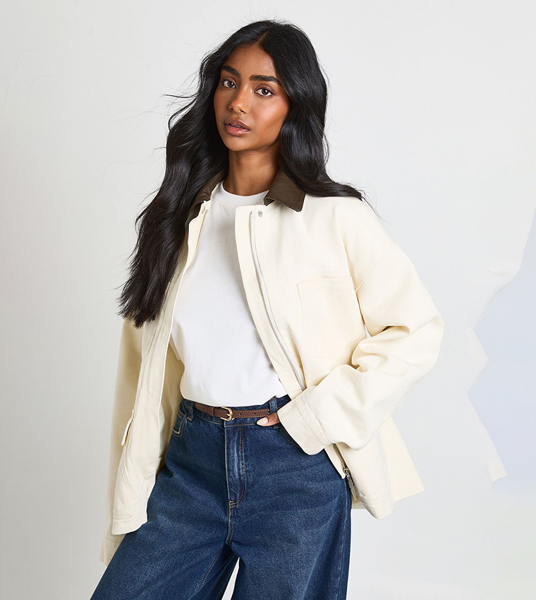 Pocket Detail Collared Oversized Jacket