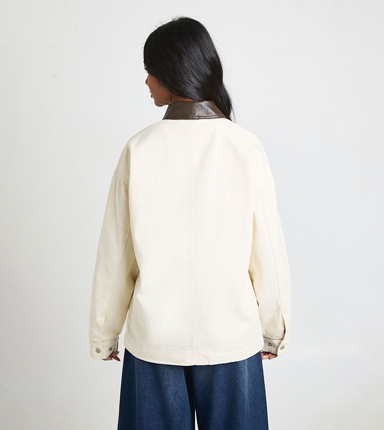 Pocket Detail Collared Oversized Jacket
