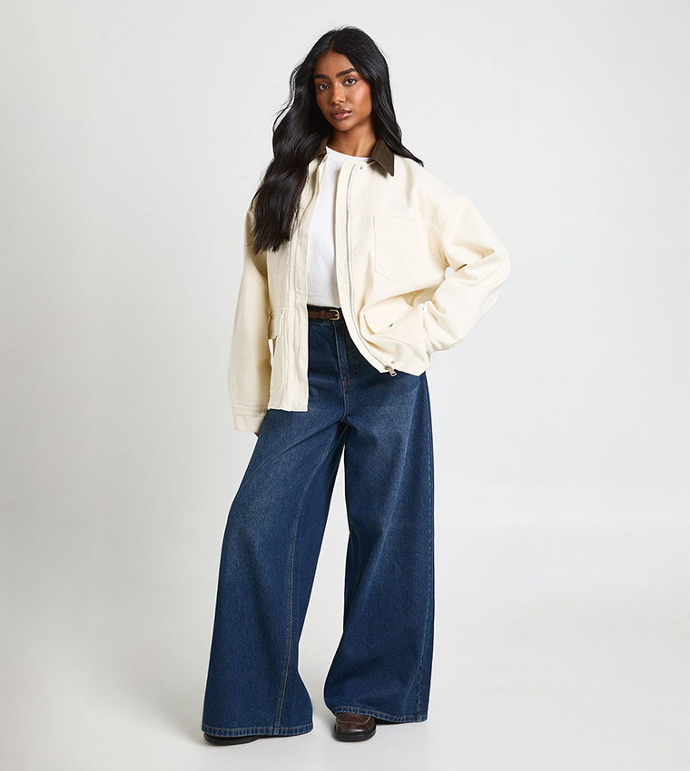 Pocket Detail Collared Oversized Jacket
