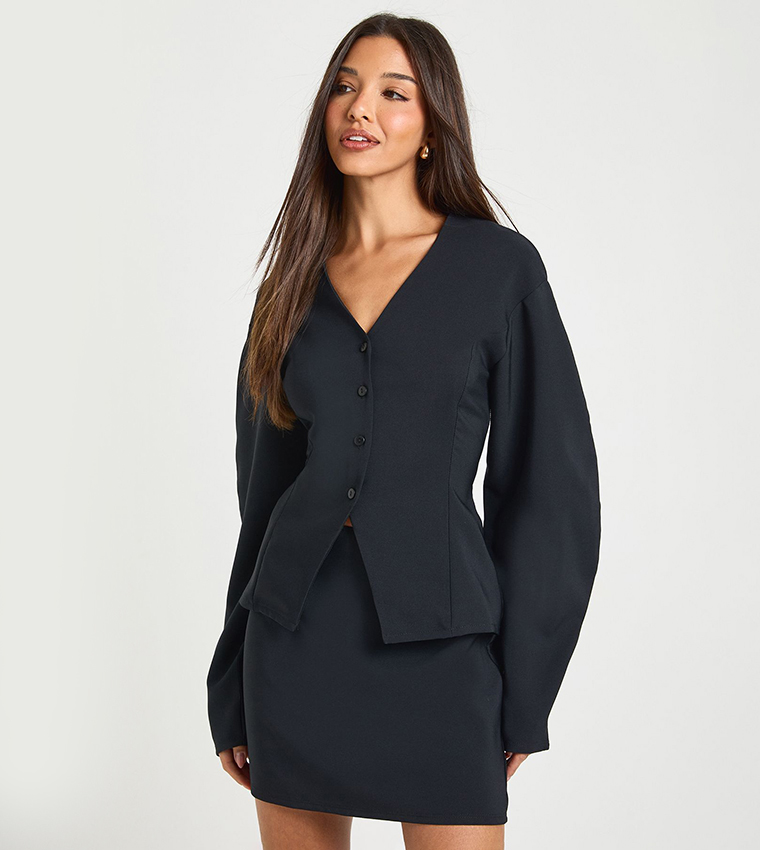 2 in 1 Barrel Sleeves Blazer Dress