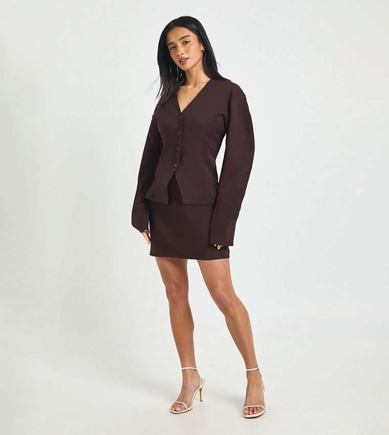 Petite 2 in 1 Barrel Sleeves Blazer Dress