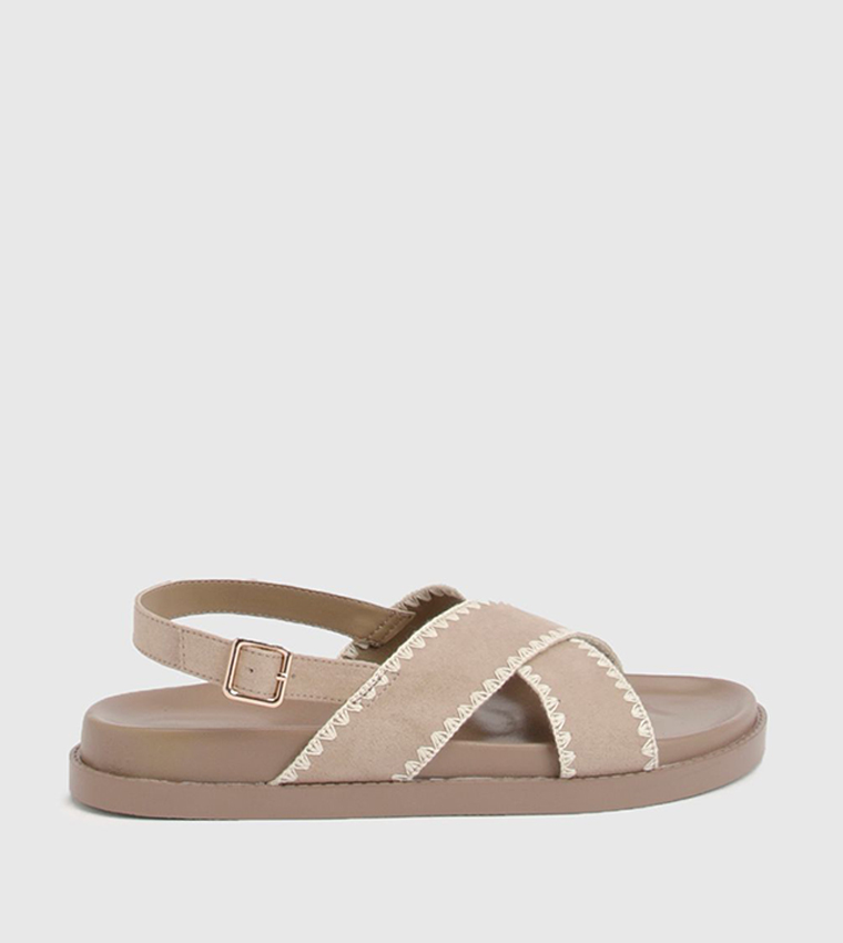 Crossover Whipstitch Detail Sandals