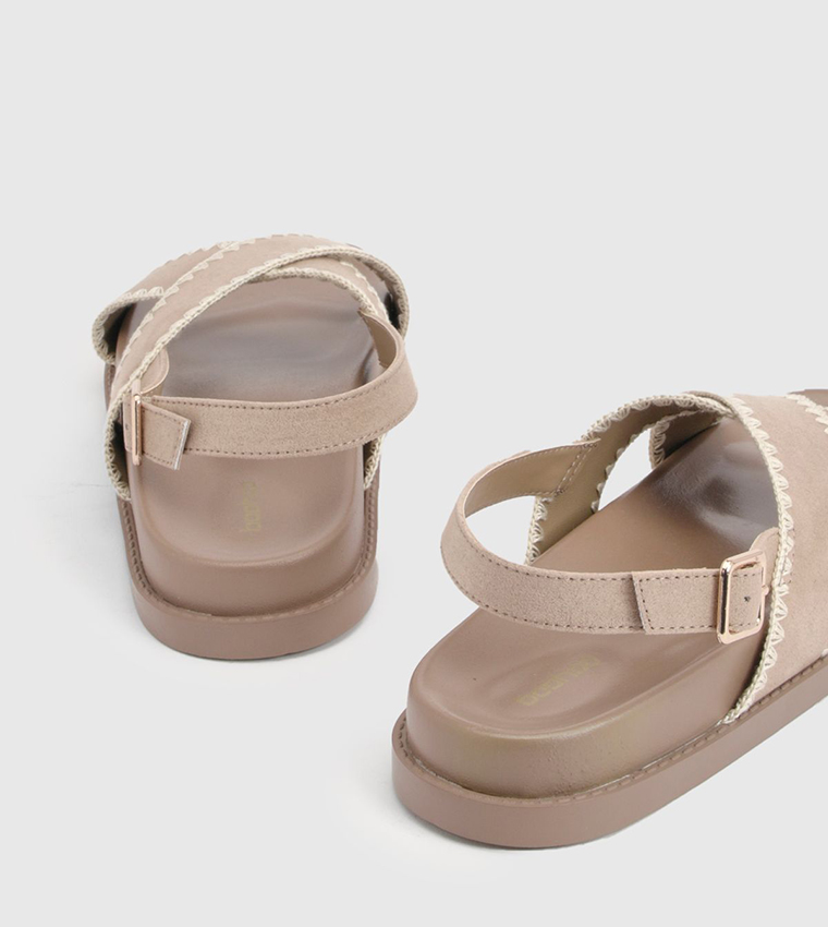 Crossover Whipstitch Detail Sandals