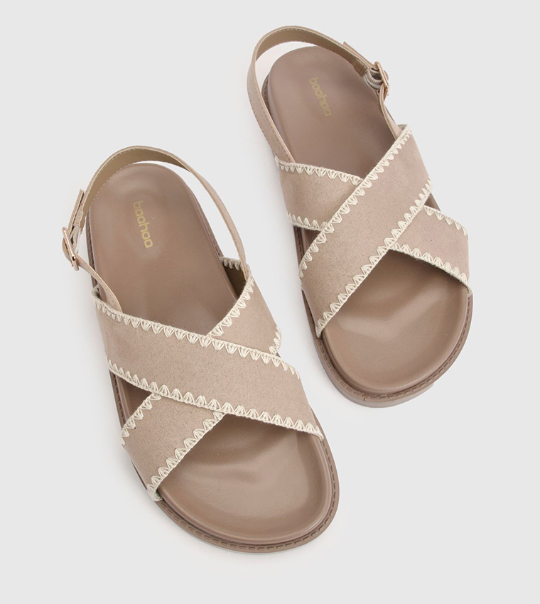 Crossover Whipstitch Detail Sandals