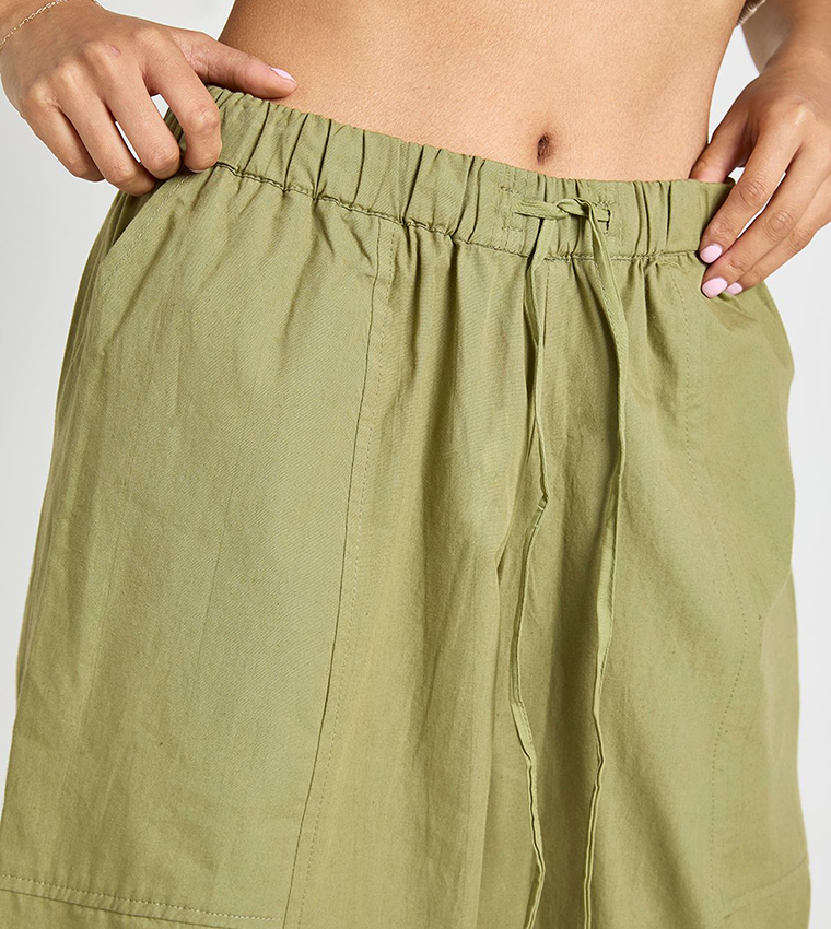 Petite Poplin Drawcord Barrel Fit Poplin Trousers