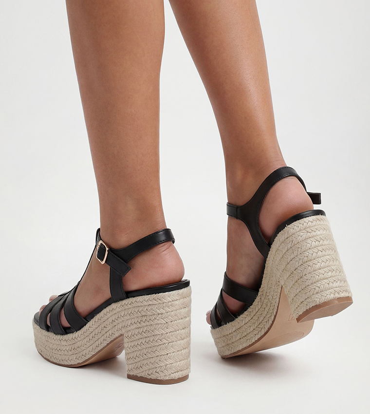 T-Bar Espadrille Platform Wedges