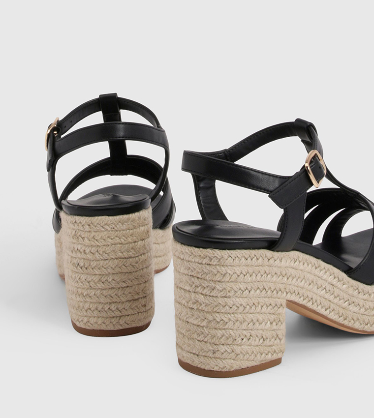 T-Bar Espadrille Platform Wedges
