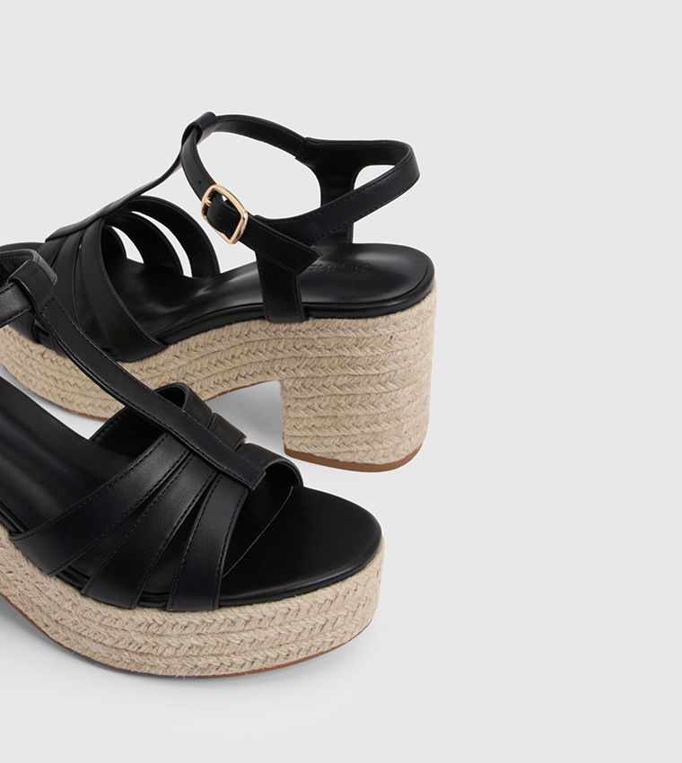 T-Bar Espadrille Platform Wedges
