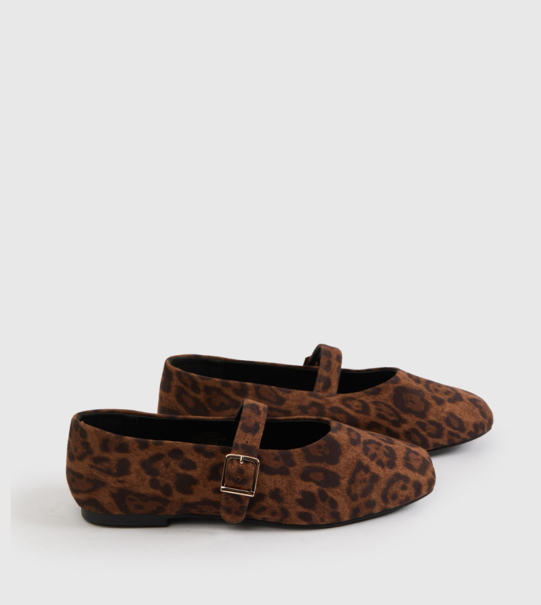 Leopard Extra Wide Fit Square Toe Mary Jane Shoes