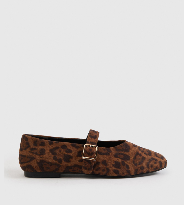 Leopard Extra Wide Fit Square Toe Mary Jane Shoes