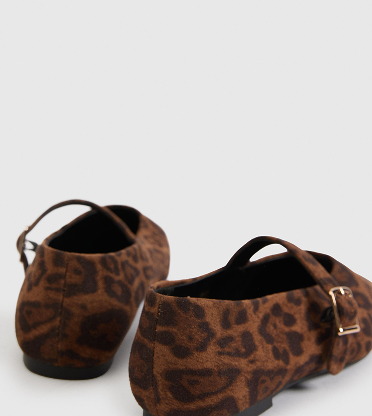 Leopard Extra Wide Fit Square Toe Mary Jane Shoes