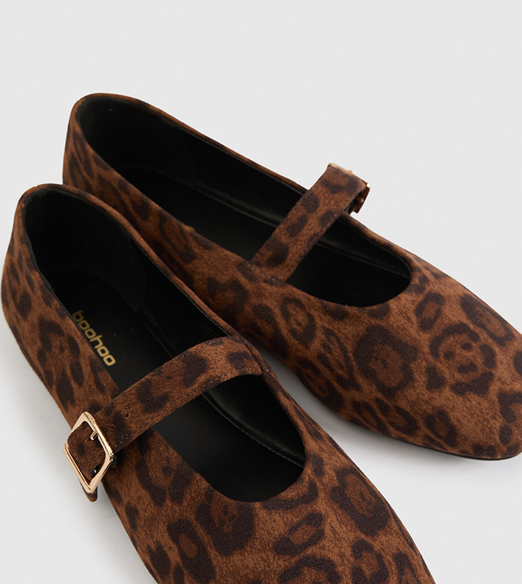 Leopard Extra Wide Fit Square Toe Mary Jane Shoes
