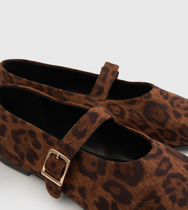 Leopard Extra Wide Fit Square Toe Mary Jane Shoes