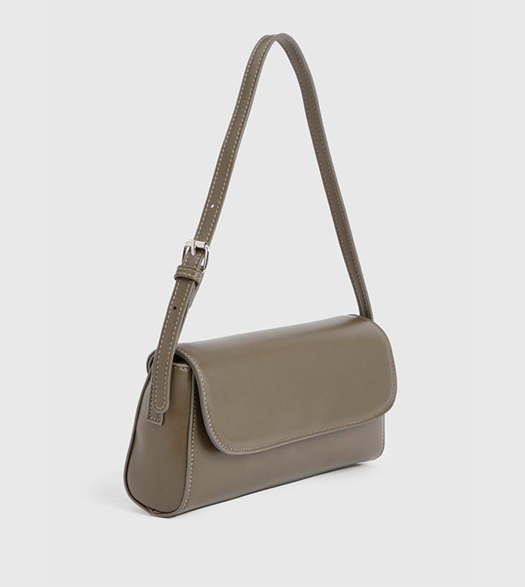 Structured Flap Baguette Shoulder Bag