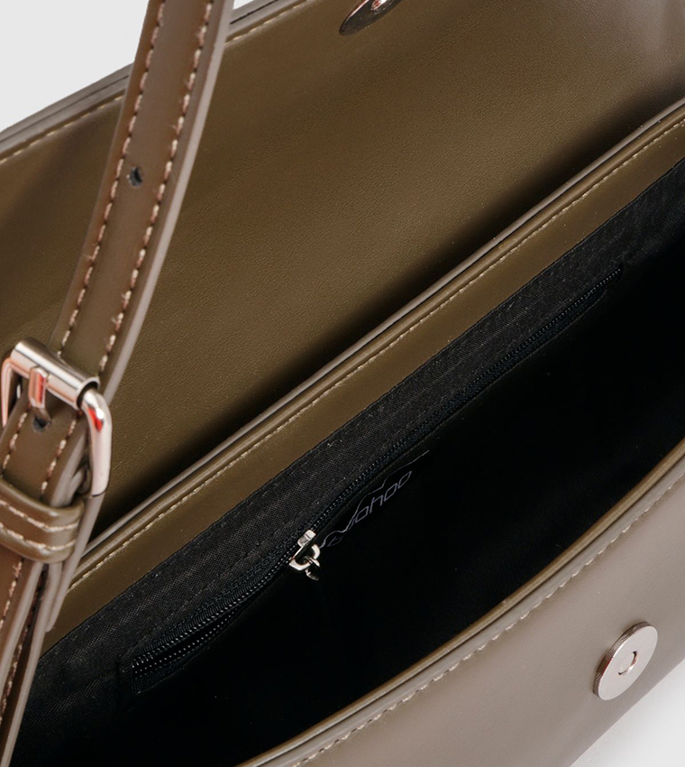 Structured Flap Baguette Shoulder Bag