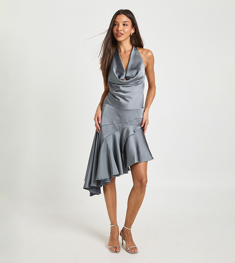 Buy Boohoo Satin Cowl Neck Asymmetric Hem Mini Dress In Metallic | 6thStreet Kuwait Buy Boohoo Satin Cowl Neck Asymmetric Hem Mini Dress In Metallic | 6thStreet Kuwait