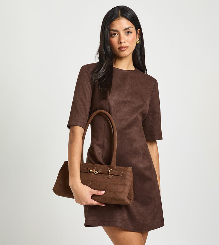 white christmas dresses Core T-Shirt Dress in Chocolate main image 1