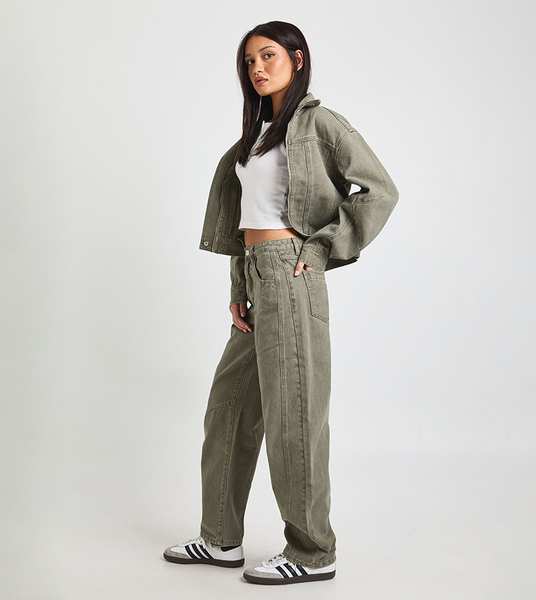 Seam Detail Barrel Fit Jeans