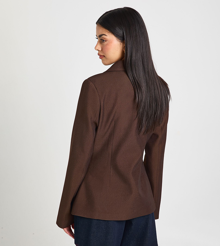 Solid Wrap Asymmetric Blazer