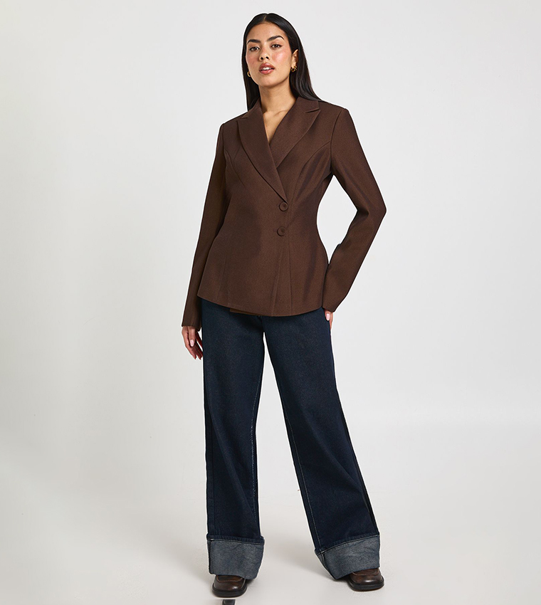 Solid Wrap Asymmetric Blazer
