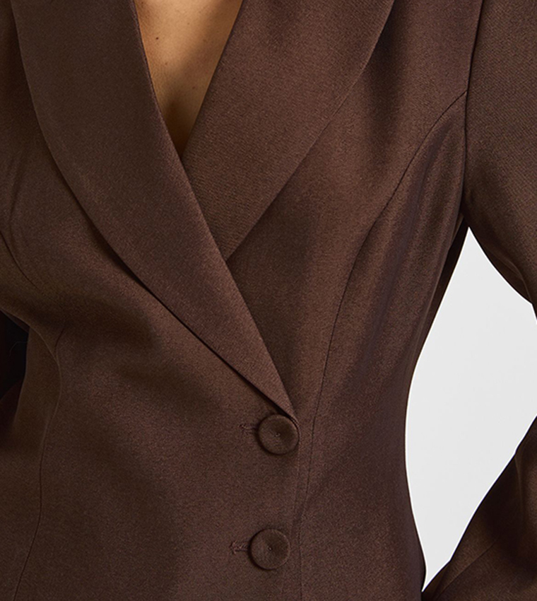 Solid Wrap Asymmetric Blazer