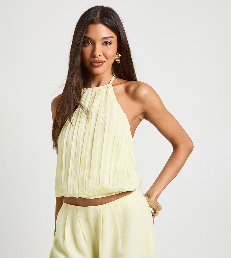 بوهو  توبات قصيرة - أصفر Cropped Tops