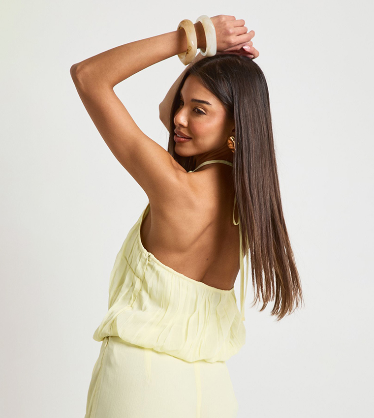 بوهو  توبات قصيرة - أصفر Cropped Tops