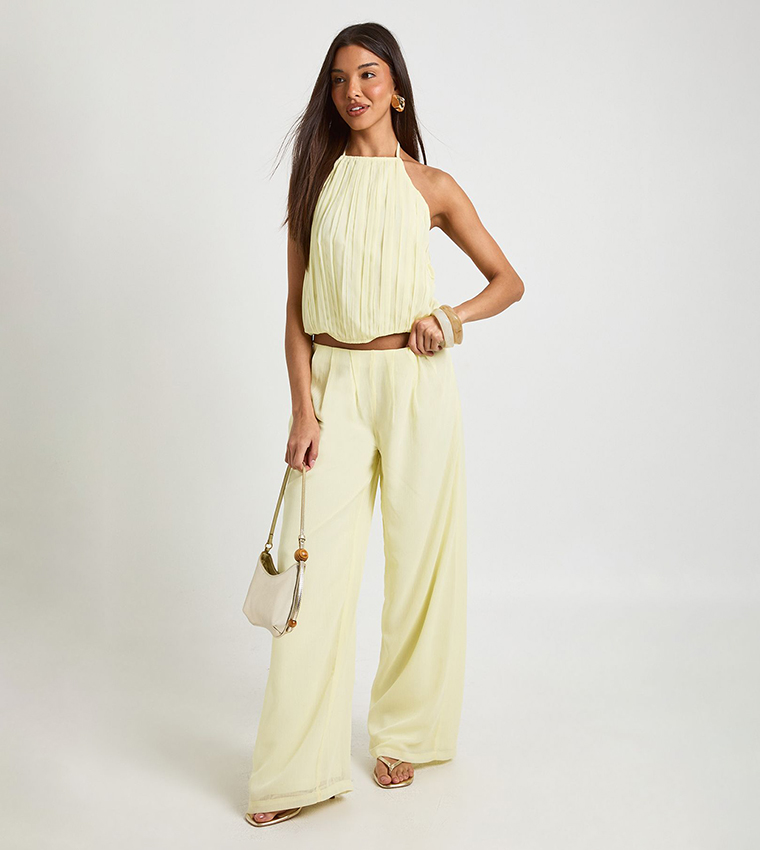 بوهو  توبات قصيرة - أصفر Cropped Tops