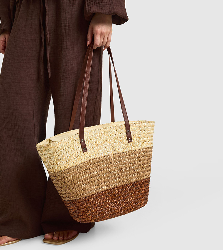 Striped Structured Beach Bag