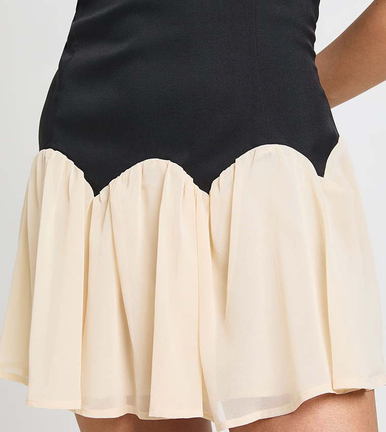 Contrast Drop Hem Mini Dress