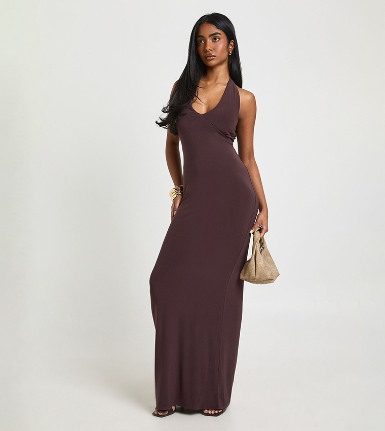 فستان ماكسي بقبة هالتر 