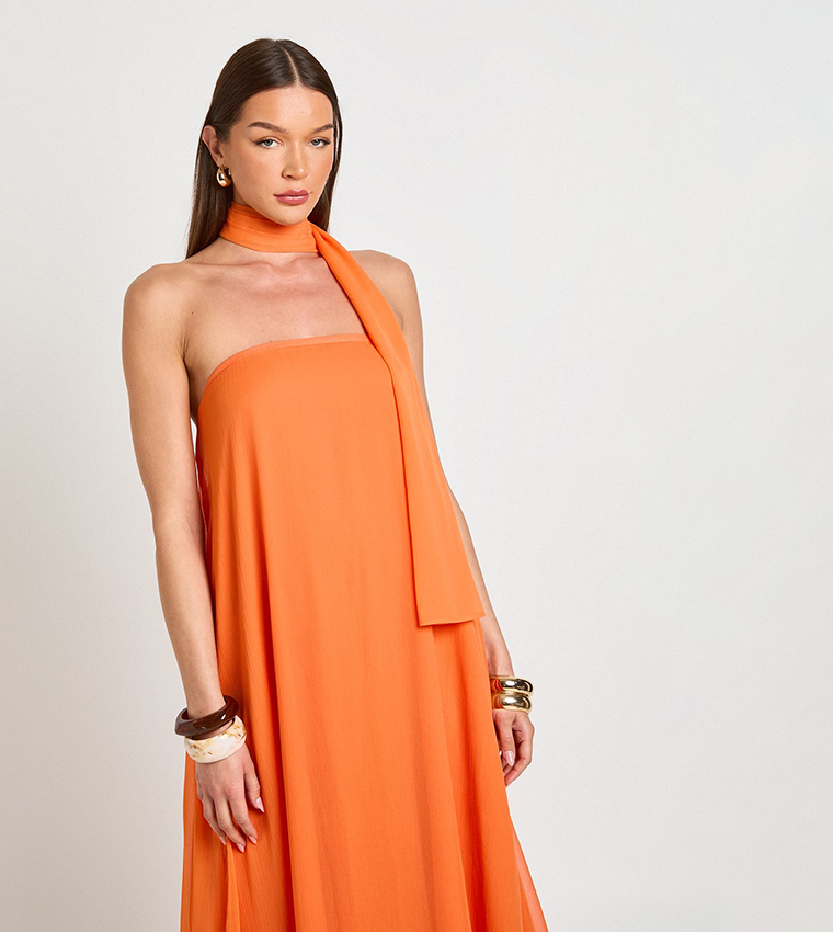 strapless open back dress Burnt Orange One Shoulder Prom Dress Sheath Plus Size Dress with Ruffl