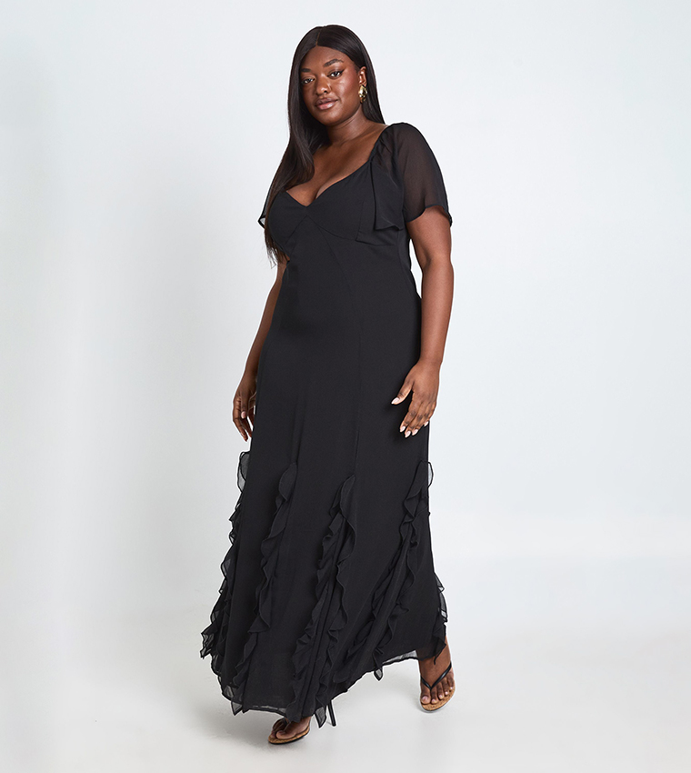 boohoo curve maxi dress Khaki boohoo Plus Rib Scoop Neck Maxi Dress