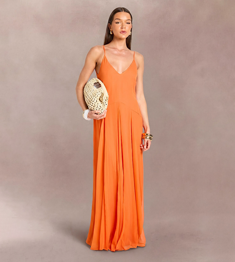 Strappy Cami Floor Sweeping Maxi Dress