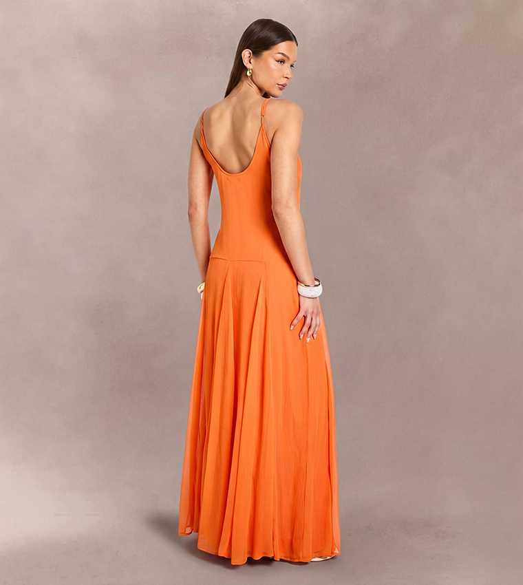 Strappy Cami Floor Sweeping Maxi Dress