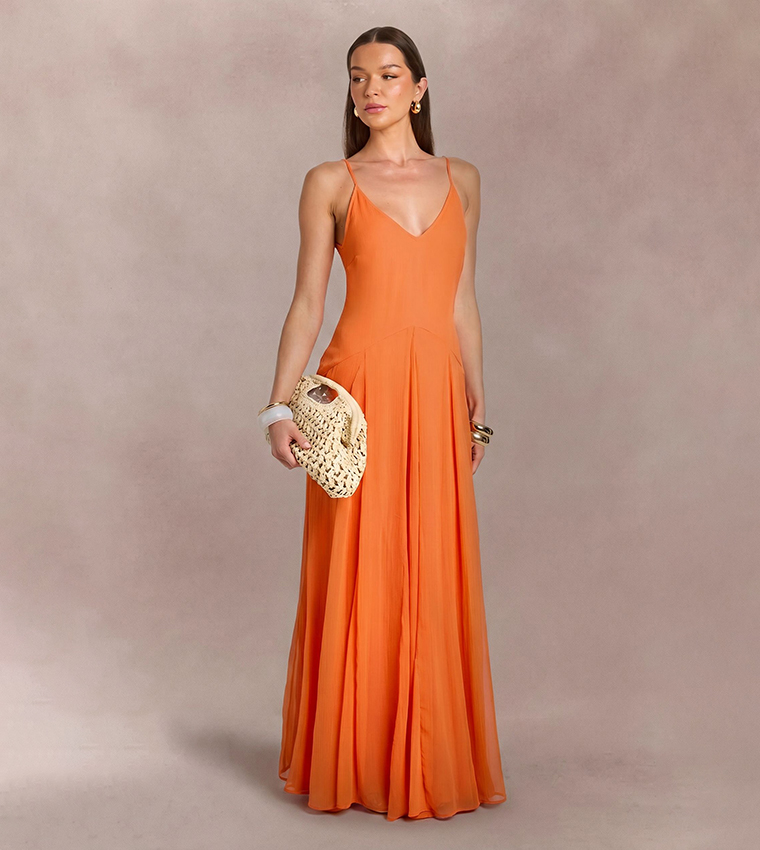 Strappy Cami Floor Sweeping Maxi Dress
