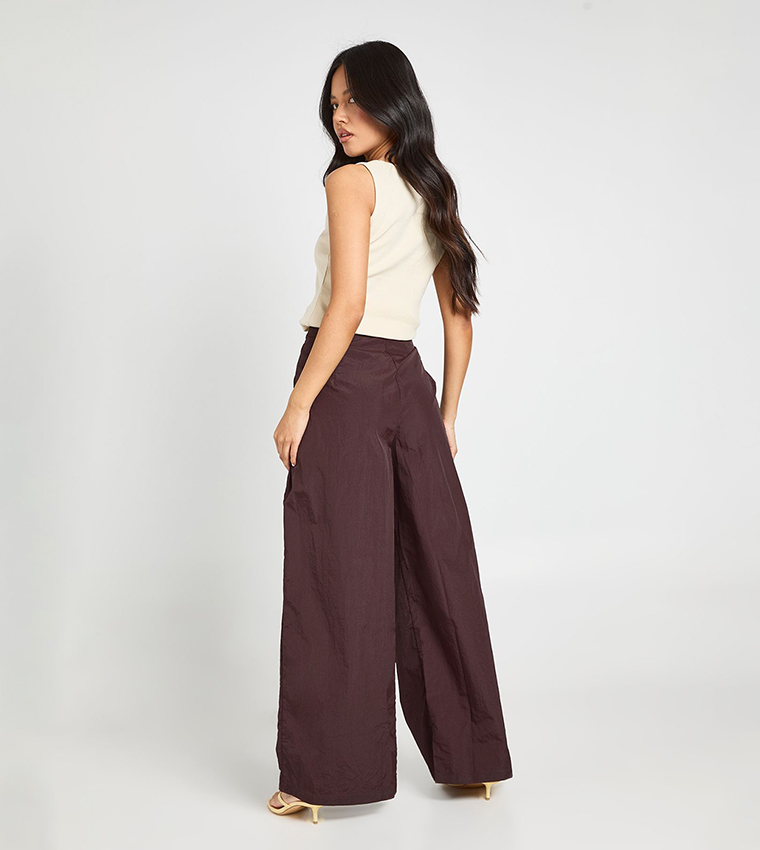 Petite Nylon Pleated Detail Cargo Trousers
