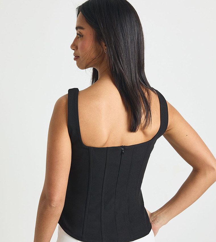 Petite Structured Crepe Corset Top