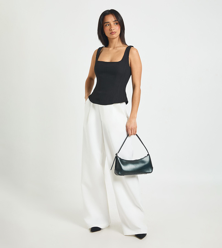 Petite Structured Crepe Corset Top