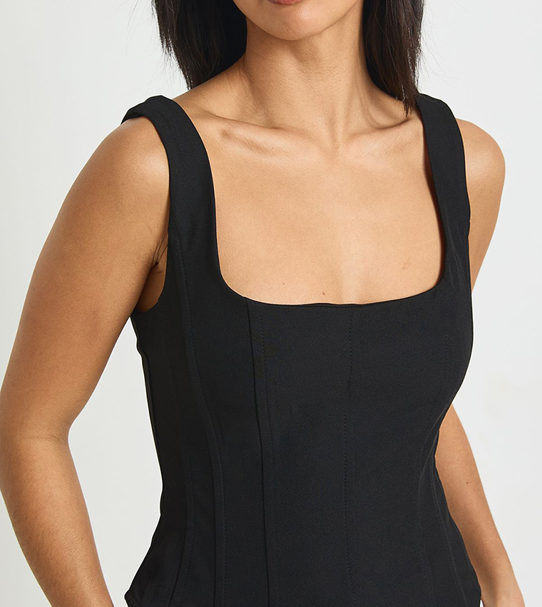 Petite Structured Crepe Corset Top