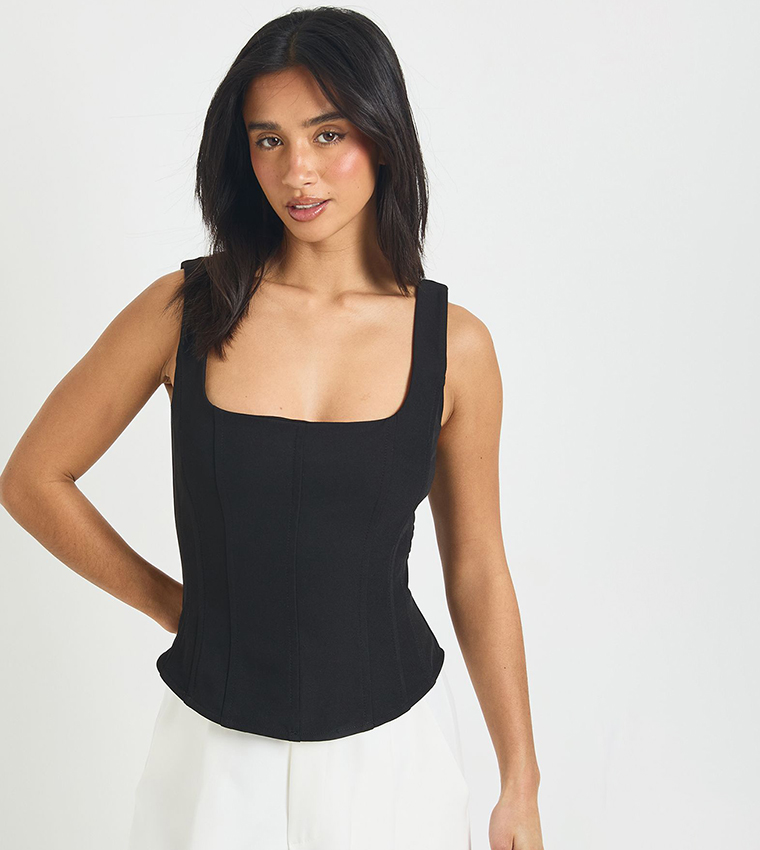 Petite Structured Crepe Corset Top