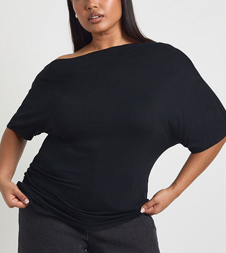 Curve Off Shoulder Flared Short Sleeves Top