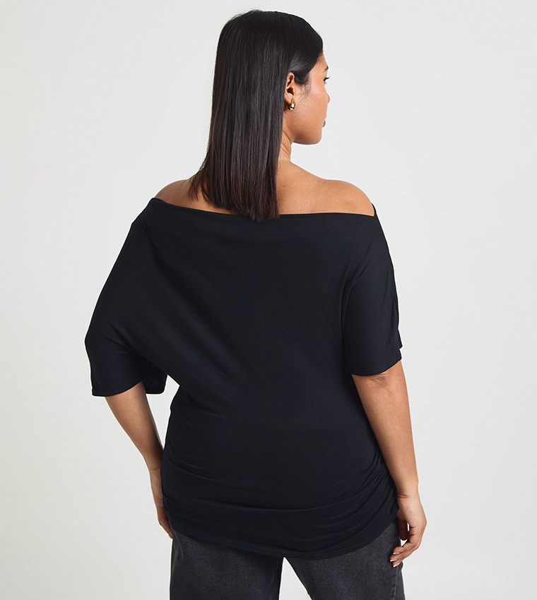 Curve Off Shoulder Flared Short Sleeves Top